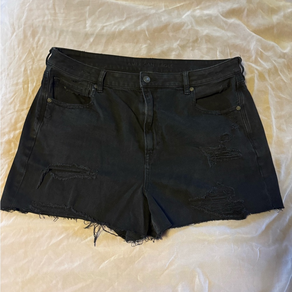 American Eagle Outfitters Black High-Waisted Jean Shorts